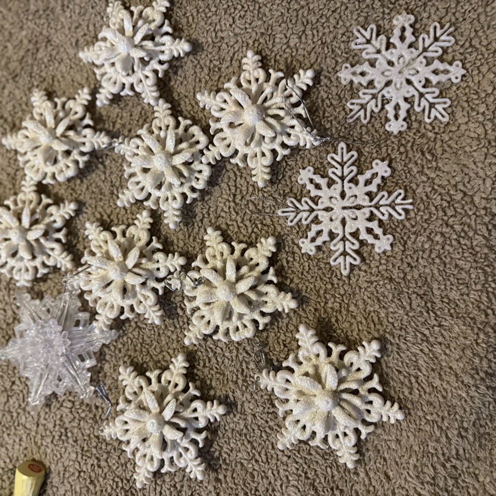 White Snowflake Holiday Ornaments